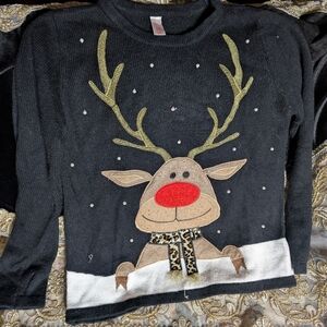 Festive Reindeer Sweater with Antlers